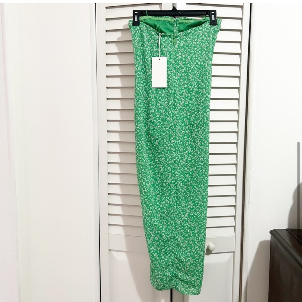 NEW Likely Jordana Green Floral Strapless Ruched Midi Dress Size 00 - Picture 6 of 9